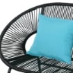DIVANO DA GIARDINO 2 POSTI IN RATTAN PE E ACCIAIO CON CUSCINI E BRACCIOLI, 132X72X83 CM, NERO