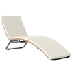 Lettino Sdraio a S da Esterno con Cuscino, in Rattan PE e Acciaio, 175x57x80 cm, Crema