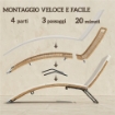 Lettino Sdraio a S da Esterno con Cuscino, in Rattan PE e Acciaio, 175x57x80 cm, Crema