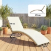 Lettino Sdraio a S da Esterno con Cuscino, in Rattan PE e Acciaio, 175x57x80 cm, Crema