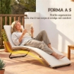 Lettino Sdraio a S da Esterno con Cuscino, in Rattan PE e Acciaio, 175x57x80 cm, Crema