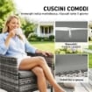 Set di 2 Sedie da Giardino in Rattan con Cuscini e Braccioli, Grigio