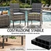 Set di 2 Sedie da Giardino in Rattan con Cuscini e Braccioli, Grigio