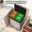 PATTUMIERA DIFFERENZIATA CESTINO SPAZZATURA 2 SCOMPARTI 28L ARGENTO