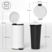 Bidone Immondizia Cestino Rifiuti a Pedale 30L 36x30x63.5cm Bianco Crema