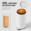 Bidone Immondizia Cestino Rifiuti a Pedale 30L 36x30x63.5cm Bianco Crema