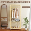 STAND APPENDIABITI DA TERRA CON BARRA, RIPIANI E 4 RUOTE IN BAMBÙ, 70X35X175 CM, LEGNO NATURALE