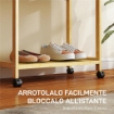 STAND APPENDIABITI DA TERRA CON BARRA, RIPIANI E 4 RUOTE IN BAMBÙ, 70X35X175 CM, LEGNO NATURALE