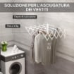 STENDIBIANCHERIA A PARETE RETRATTILE PER INTERNI ED ESTERNI, 63.5X60X20 CM, BIANCO