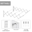 STENDIBIANCHERIA A PARETE RETRATTILE PER INTERNI ED ESTERNI, 63.5X60X20 CM, BIANCO