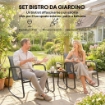 Set da Esterno 3pz in Acciaio con 2 Sedie a Dondolo Traspiranti e Tavolino con Piano in Vetro, Grigio e Nero