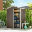 Casetta da Giardino in Acciaio 1.1m¦ con Porta Scorrevole Bloccabile, 136x87x179 cm, Marrone
