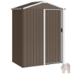 Casetta da Giardino in Acciaio 1.1m¦ con Porta Scorrevole Bloccabile, 136x87x179 cm, Marrone