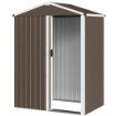Casetta da Giardino in Acciaio 1.1m¦ con Porta Scorrevole Bloccabile, 136x87x179 cm, Marrone