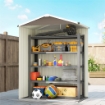 Casetta da Giardino in Acciaio 1.1m¦ con Porta Scorrevole Bloccabile, 136x87x179 cm, Marrone