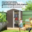 Casetta da Giardino in Acciaio 1.1m¦ con Porta Scorrevole Bloccabile, 136x87x179 cm, Marrone