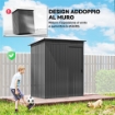 Casetta da Giardino in Metallo con Prese d'Aria e Porta Scorrevole, 159x106x181 cm, Grigio Scuro