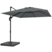 OMBRELLONE DA GIARDINO A MANOVELLA 2.4X2.4M CON BASE RIEMPIBILE E GIREVOLE, GRIGIO SCURO