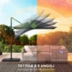 OMBRELLONE DA GIARDINO A MANOVELLA 2.4X2.4M CON BASE RIEMPIBILE E GIREVOLE, GRIGIO SCURO