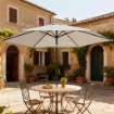 Ombrellone da Giardino Inclinabile 2x2 m a 6 Stecche con Manovella, in Metallo e Poliestere Grigio Chiaro
