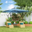 OMBRELLONE DECENTRATO DA GIARDINO REGOLABILE A 360¦ 3X3.25M BLU CHIARO