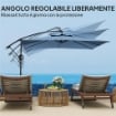 OMBRELLONE DECENTRATO DA GIARDINO REGOLABILE A 360¦ 3X3.25M BLU CHIARO