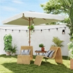 Ombrellone da Giardino 2x3 m con Apertura a Manovella, Inclinabile e Anti UV 50+, Crema