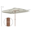 Ombrellone da Giardino 2x3 m con Apertura a Manovella, Inclinabile e Anti UV 50+, Crema