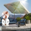 Ombrellone da Giardino 2x3 m con Apertura a Manovella, Inclinabile e Anti UV 50+, Crema
