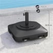 Base per Ombrellone a Rotelle e Riempibile con Acqua o Sabbia, in HDPE, 48x48x32.5 cm, Nero