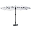 Ombrellone Doppio a 12 Stecche con Base a Croce e Manovella, in Acciaio e Poliestere, 455x265x238 cm, Beige