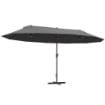 Ombrellone Doppio a 12 Stecche con Base a Croce e Manovella, in Acciaio e Poliestere, 455x265x238 cm, Grigio