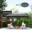 Ombrellone Doppio a 12 Stecche con Base a Croce e Manovella, in Acciaio e Poliestere, 455x265x238 cm, Grigio