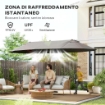 Ombrellone Doppio a 12 Stecche con Base a Croce e Manovella, in Acciaio e Poliestere, 455x265x238 cm, Grigio