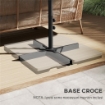 Ombrellone Doppio a 12 Stecche con Base a Croce e Manovella, in Acciaio e Poliestere, 455x265x238 cm, Grigio