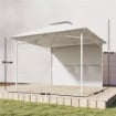 Gazebo da Giardino 3x3 m in Metallo con Tende, Tasche Portaoggetti e Gancio a Soffitto, Bianco Crema