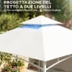 Gazebo da Giardino 3x3 m in Metallo con Tende, Tasche Portaoggetti e Gancio a Soffitto, Bianco Crema