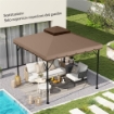 COPERTURA PER GAZEBO 3X3 M A 2 LIVELLI CON 8 FORI DI DRENAGGIO, IN POLIESTERE CACHI E MARRONE