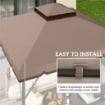 COPERTURA PER GAZEBO 3X3 M A 2 LIVELLI CON 8 FORI DI DRENAGGIO, IN POLIESTERE CACHI E MARRONE