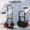 Carrello Portapacchi per Scale 6 Ruote, Pieghevole, Portata 120kg, in Acciaio, per Trasloco, Giardinaggio, Arancione