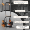 Carrello Portapacchi per Scale 6 Ruote, Pieghevole, Portata 120kg, in Acciaio, per Trasloco, Giardinaggio, Arancione