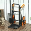 Carrello Portapacchi per Scale 6 Ruote, Pieghevole, Portata 120kg, in Acciaio, per Trasloco, Giardinaggio, Arancione