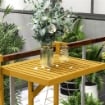TAVOLINO DA RINGHIERA PER BALCONE PIEGHEVOLE E REGOLABILE IN LEGNO, COLORE LEGNO