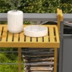 TAVOLINO DA RINGHIERA PER BALCONE PIEGHEVOLE E REGOLABILE IN LEGNO, COLORE LEGNO