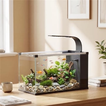ACQUARIO, 24L IN VETRO TEMPERATO CON FILTRO, LUCE LED E POMPA DELL'ACQUA