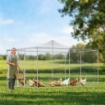 Pollaio per Galline da Esterno con Tetto e Serrature, in Acciaio Zincato, 4x3x2 m, Argento