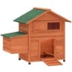 Pollaio in Legno con Nido, Tetto Impermeabile, Vassoio Estraibile, 2 Trespoli, Rampa, Finestra, per 2 Galline, Anatre,Arancione