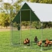 POLLAIO PER GALLINE DA ESTERNO CON TETTO E SERRATURE, IN ACCIAIO ZINCATO, 2X2X2 M, ARGENTO