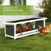 Nido per Galline a 3 Aree con Base Rialzata e Tetto, in Legno e Bitume, 95x37x34 cm, Grigio