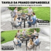 Tavolo da Giardino a Doghe Allungabile per 4-6 Persone, in Alluminio, 80-160x80x75 cm, Nero